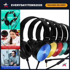 25-Pack Classroom Headphones with Microphone, Comfy On-Ear Earphones for Kids, H