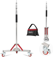 Heavy Duty Light Stand with Casters, 100 Stainless Steel Max Height 10Ft/305Cm,