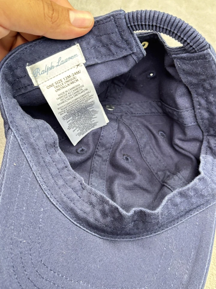 Polo Ralph Lauren Sombrero Gorra Ajustada Niños 12M-24M Azul Marino Bordado Pony Papá Sombrero Foto 4 de 4