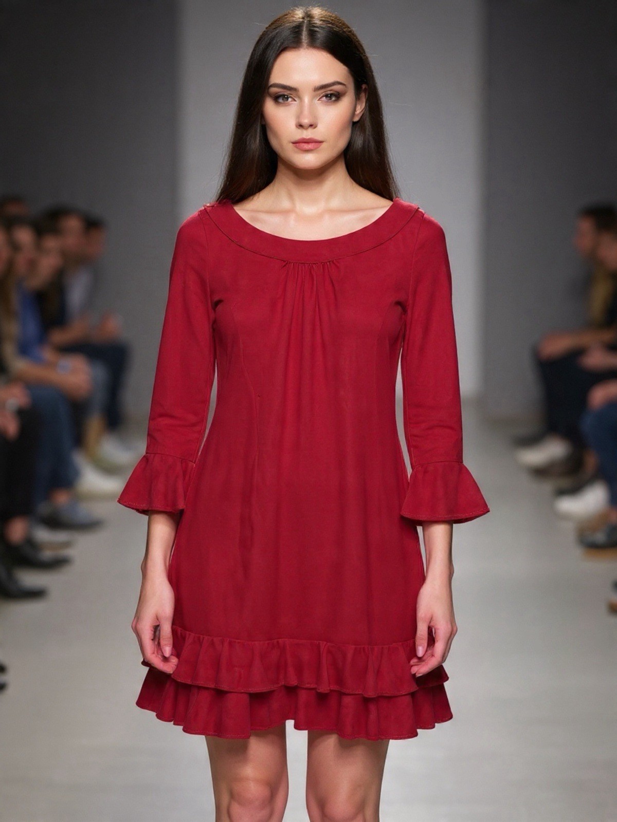 Oscar de La Renta Women Red Short  Wedding ruffle Evening Dress Size S valentine