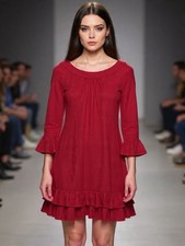 Oscar de La Renta Women's Red Short Formal Wedding ruffle Evening Dress Size S