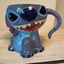 Disney Parks Lilo Stitch 3D Character Ceramic Coffee Tea Mug Ear Handle Blue