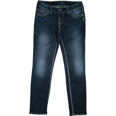 SILVER W29 Jeans Hose dunkel blau Damen Stretch Suki Skinny mid Rise 38 L28 M - Bild 1 von 4