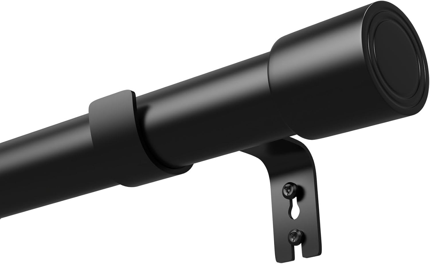 Venwemong Adjustable Single Curtain Pole Black 84-290cm Heavy Duty Rod
