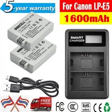 2x Battery & Charger for CANON Eos LP-E5 LPE5 450D 500D 1000D Rebel T1i -1600mah