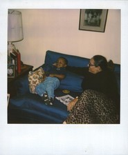 Old Vintage Photo COLOR POLAROID DUO WOMAN BLACK AFRICAN AMERICAN BOY PICTURE