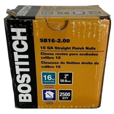 BOSTITCH SB16 2.00 16 GA Straight Finish Nails 2 inch 50.8 mm 2500 QTY