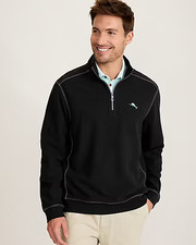 Tommy Bahama Men's Montego Beach Half Zip Sweatshirt Black