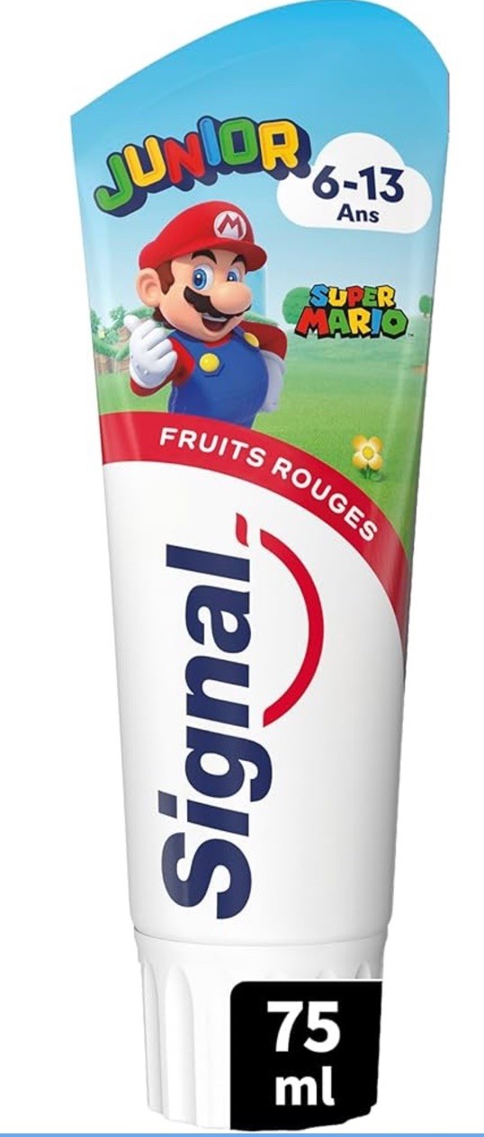 Dentifrice Signal fruits protège l'émail des enfants de 6-13 ans lot de 3 Super Mario