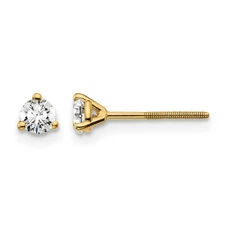 14k Yellow Gold 1/4Ct Round Cut Lab Grown Diamond VS+ F+ Screwback Stud Earrings