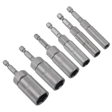 6 Pack 1/4" Quick-Change Hex Shank 6-17mm Nut Driver Bit No-magnetic CR-V