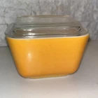 Vintage Pyrex Small Fridgie 501 Daisy Orange Yellow Refrigerator Dish W/ Lid
