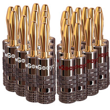 Speaker Connector Banana Plugs - 24K Gold Plated Brass 4Mm Plug 12 Pairs/24 Pcs