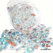 200pcs 14mm Crystal Glass Octagon Beads with 2 Holes, Faceted Prism Spacer