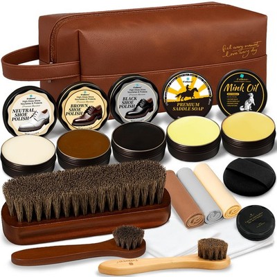 Shoe Care Kit   16-in-1 Leather Polish, 11 × 6 × 5 inches, White 
