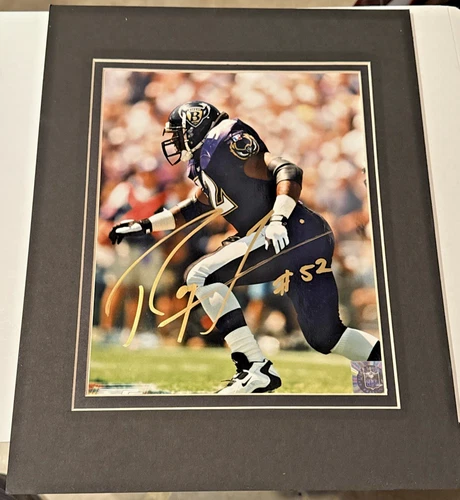 Ray Lewis Baltimore Ravens Signed Autographed 8x10 Photo Framed Matted to 11x14