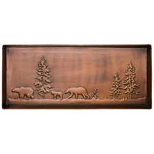 HF by LT Bear Pattern Metal Boot Tray, 30 x 13 inches, Antique Copper Finish