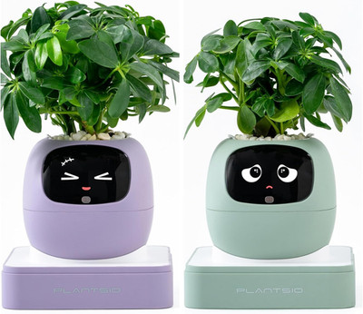 2Pcs Smart Emoji Plant Pot with AI Care for Stylish Home Decor
