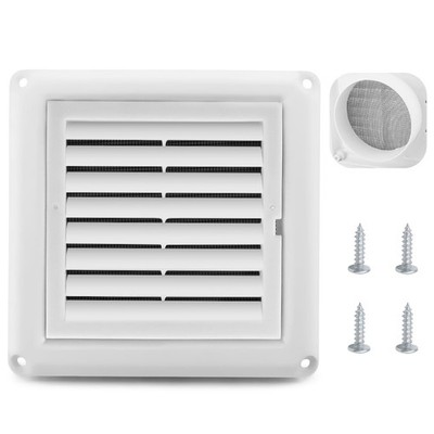 Cenipar 4'' Louvered Vent Cover Dryer Exhaust Air 4 Inch Fixed Louver, White 