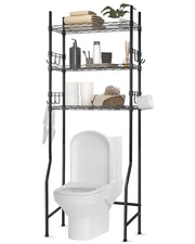 Over The Toilet Storage Cabinet Bathroom Organizer with Adjustable Shelves Black