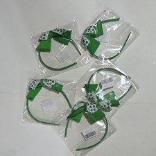 Girls Green White Shamrock Bow Headband St. Patrick's Day Party