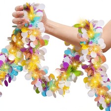 50FT Easter Tinsel Garland, Colorful Easter Egg Bunny Spring Garland with Str...