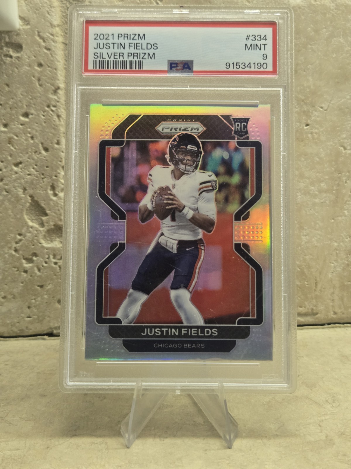 2021 Panini Prizm Rookie Justin Fields #334 Silver Prizm PSA 9 Bears (RC)