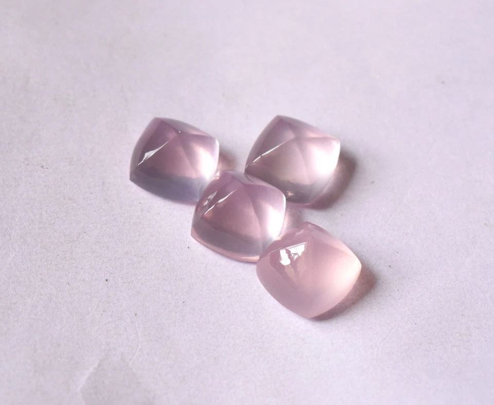 Pan de Azúcar Cuarzo Rosa Natural 10 mm, 12 mm Cuadrado Cabujón Rosa Cuarzo para Anillos Foto 3 de 4
