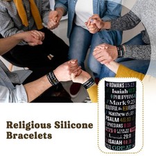 12pcs Christian Jesus Bible Verse Silicone Bracelet Adjustable Elastic Wristband
