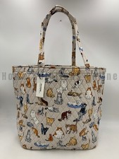 Bolso de Mano Vera Bradley Acolchado A Kitty Cat's Life Maullido Gran Beige #9918C