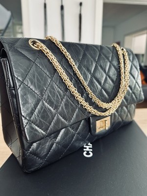 Chanel 2.55 Reissue 227   Schwarz, Gold Hardware   Hervorragender Zustand