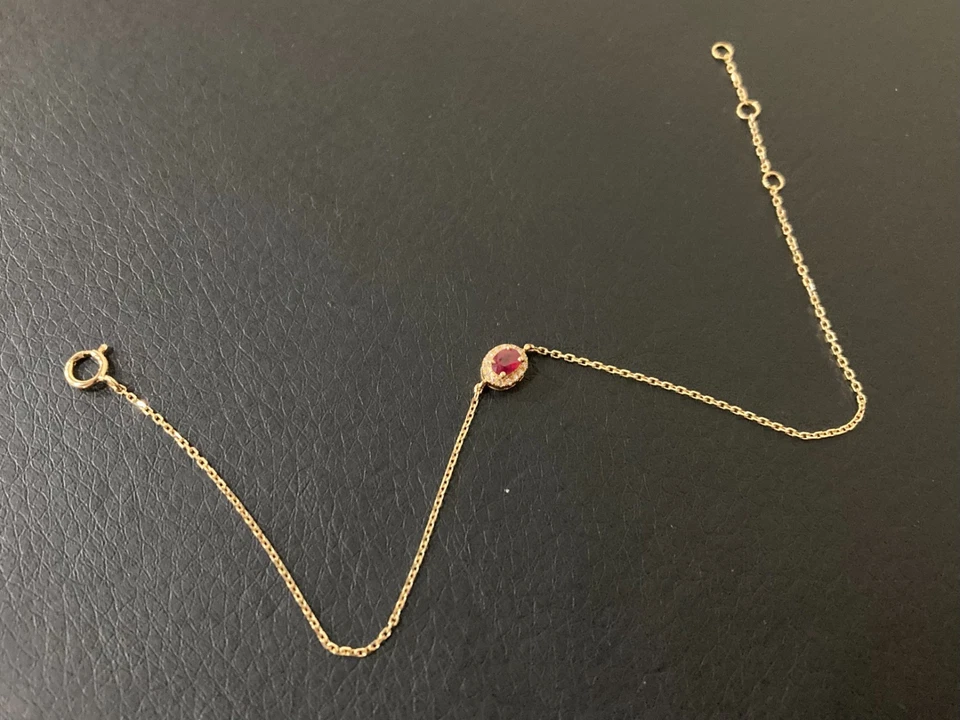 18K Gold Natural Ruby Diamond Bracelet 7 Inches - Image 3 of 4