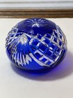 Vintage Cobalt Blue Cut-To-Clear Crystal Votive Candle Holder EXC — photo 2