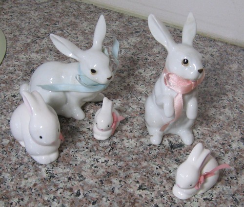 Set of 5 Vintage White Ceramic China Bunny Rabbits 2 Napco Japan & 3 ...
