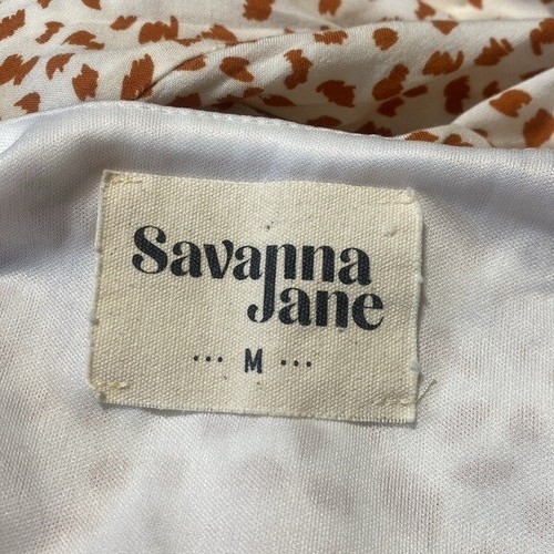 Savanna Jane Tan Animal Print Spaghetti Strap V-Neck Boho Maxi Dress Size Medium - Picture 5 of 6