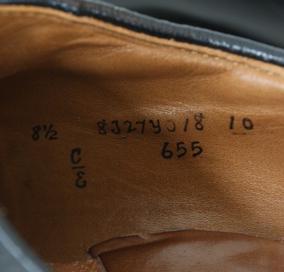 Alden 655 Plain Toe Blucher is built on the TruFlare last. The model has a black Calfskin leather upper with a single waterlock leather outsole.