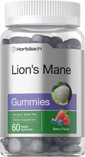 Horbäach Lion's Mane Supplement, 60 Vegan Gummies, Non-Gmo and Gluten Free