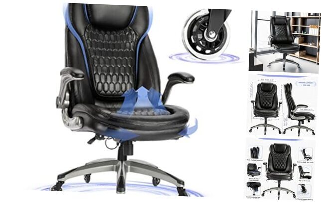 Ergonomic High Back Executive Office Chair with Leather Upholstery