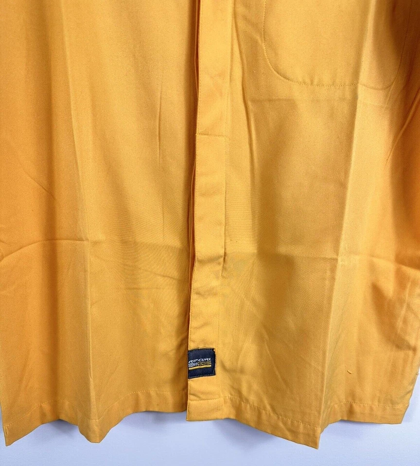 Vintage Rip Curl men's yellow shirt short sleeved button up zip pocket Size L - Image 3 of 4