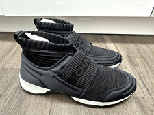 CHANEL BLACK STRETCHY FABRIC CC LOGO SOCK SNEAKERS TRAINERS SHOES 37.5 DEFECTS