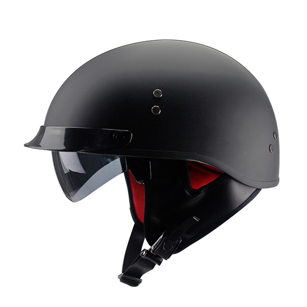 Motor Halve Helmen Jet Helm Halve Schaal Scooter Helm ECE Certificering Scooter Helm Bromfiets Helm Retro Motor Halve Helm Met Geïntegreerd Vizier B,XL/(59~60cm