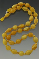 ANTIQUE Genuine BALTIC AMBER Butterscotch Egg Yolk Vintage Necklace 30g 180927-5