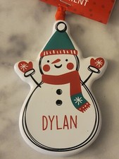 Personalized SNOWMAN Christmas Tree Ornament GIFT Dylan