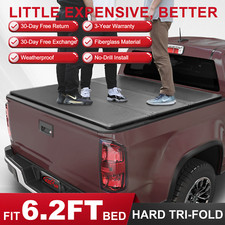 Fiberglass Tonneau Cover For 6.2ft 2015-2025 Chevy Colorado Hard Tri-fold 74