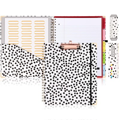 Spiral Notebook 8.5 x 11 Clipboard with Storage Journal Notebook 5 Subject No...