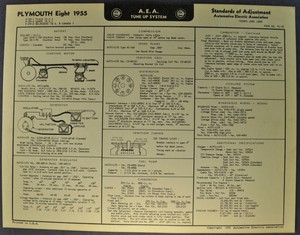 1955 Plymouth Eight Tune Up Chart Wiring Diagram Belvedere Original-Not