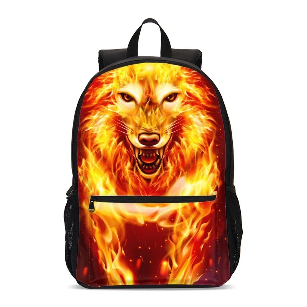 Cool Fire Wolf Backpack for Kid