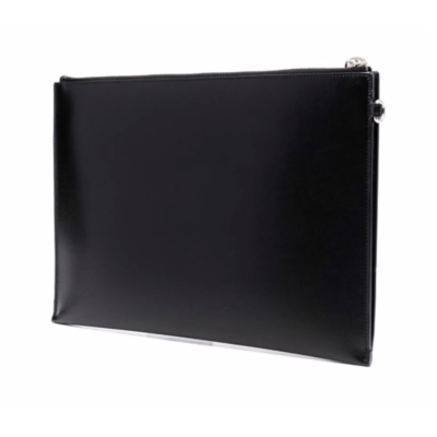 NEW SAINT LAURENT BLACK LEATHER ZIP WRISTLET CLUTCH BAG | eBay