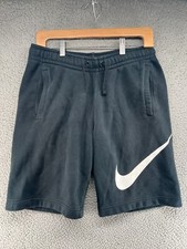 Nike Men Activewear Shorts Small Black Sweats Swoosh Logo Pockets Drawstring