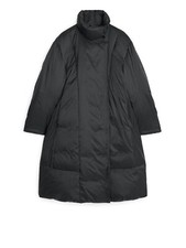 Arket A-line Puffer Down Coat Black Size Xs